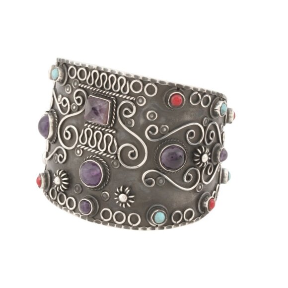SEED & SAGE multi Made In Mexico Sterling Silver Multi-stone Antique Bracelet - Picture 1 of 2